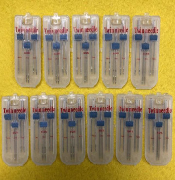 Hộp 3 cây kim đôi 3 cỡ dùng cho máy gia đình may được nhiều đường may